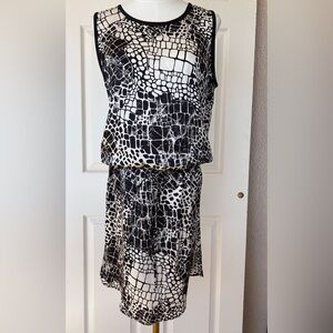 Vince‎ Brand Silk Animal Print Drop Waist Dress Sleeveless Size 10